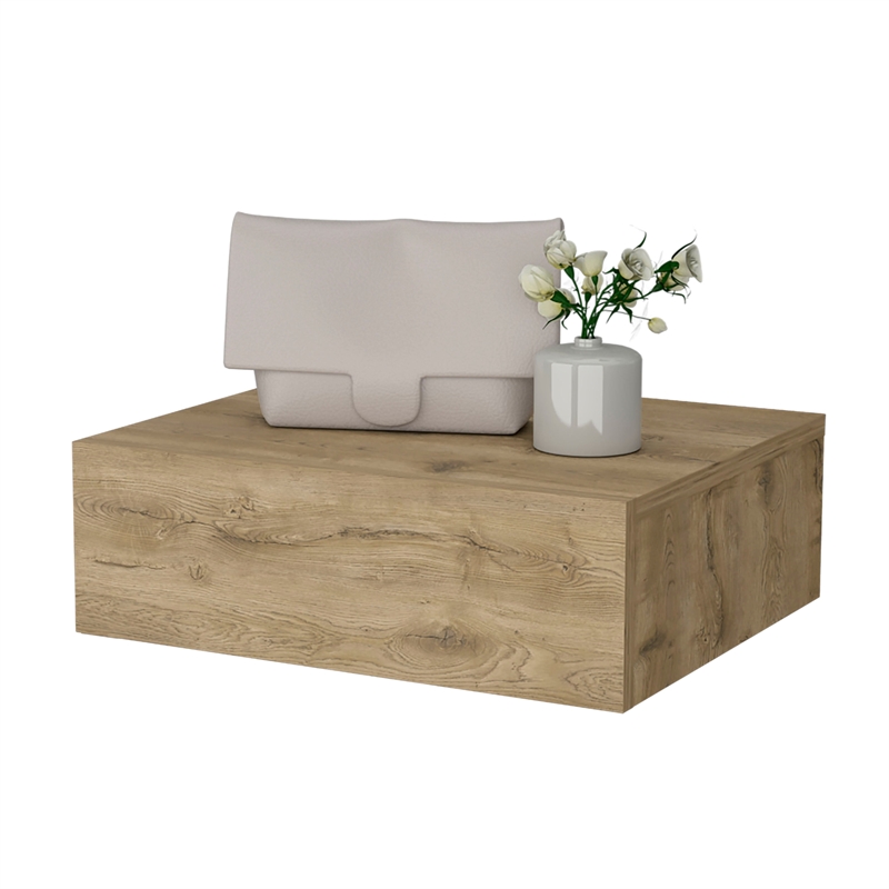 Pemberly Row Floating Nightstand with Drawer Engineered Wood in Beige