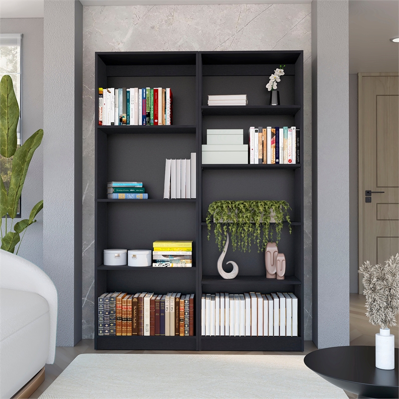 Pemberly Row 2 Piece Living Room Set with 2 Bookcases in Black