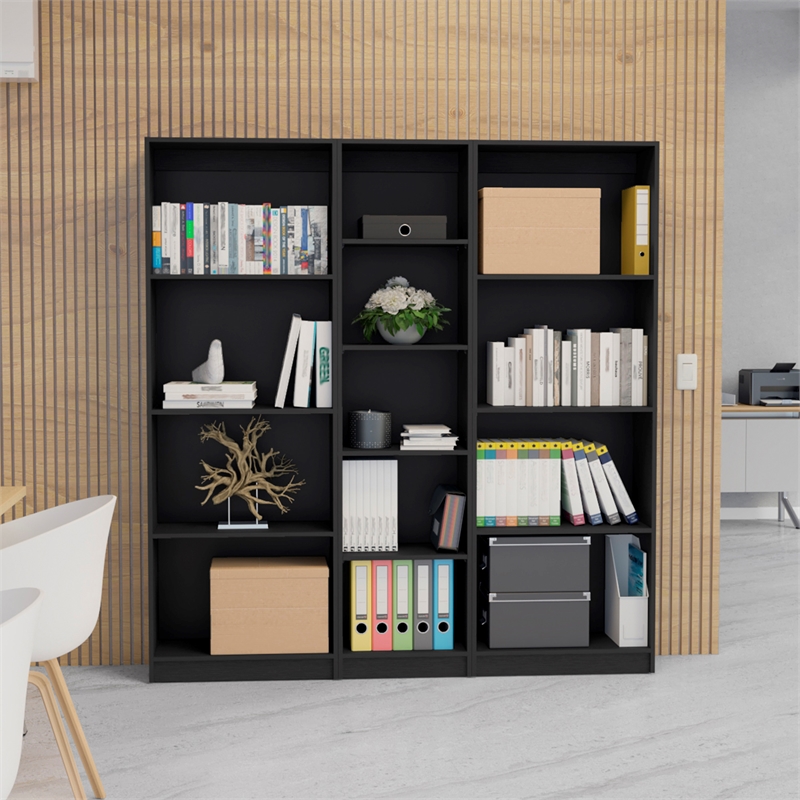 Pemberly Row 2 Piece Living Room Set with 2 Bookcases in Black