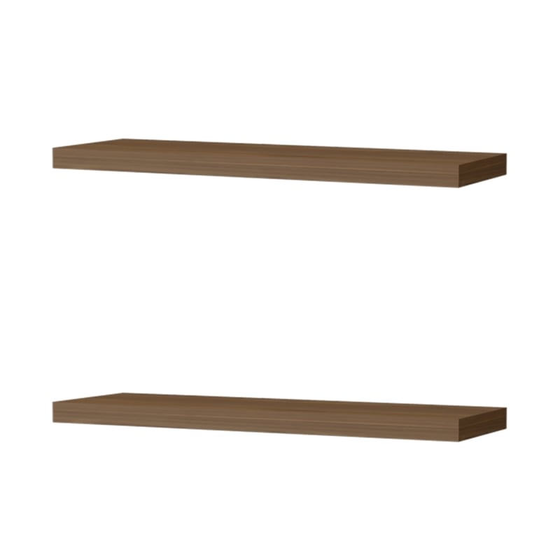 Pemberly Row Floating Wall Shelf Set of 2 Engineered Wood in Brown