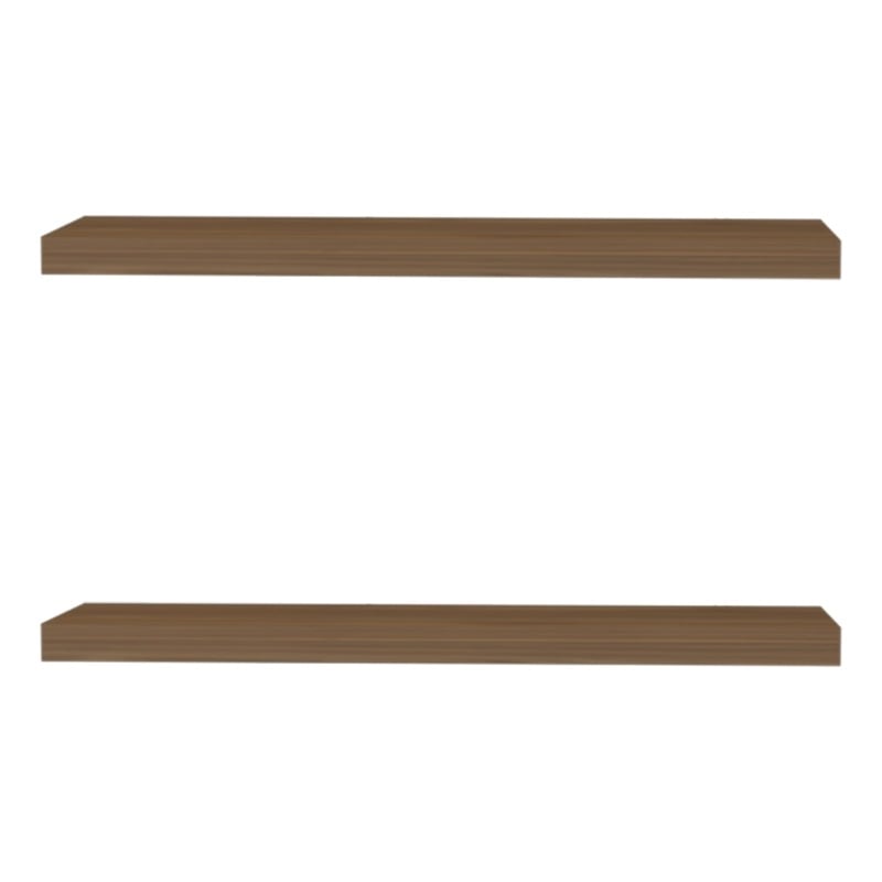 Pemberly Row Floating Wall Shelf Set of 2 Engineered Wood in Brown