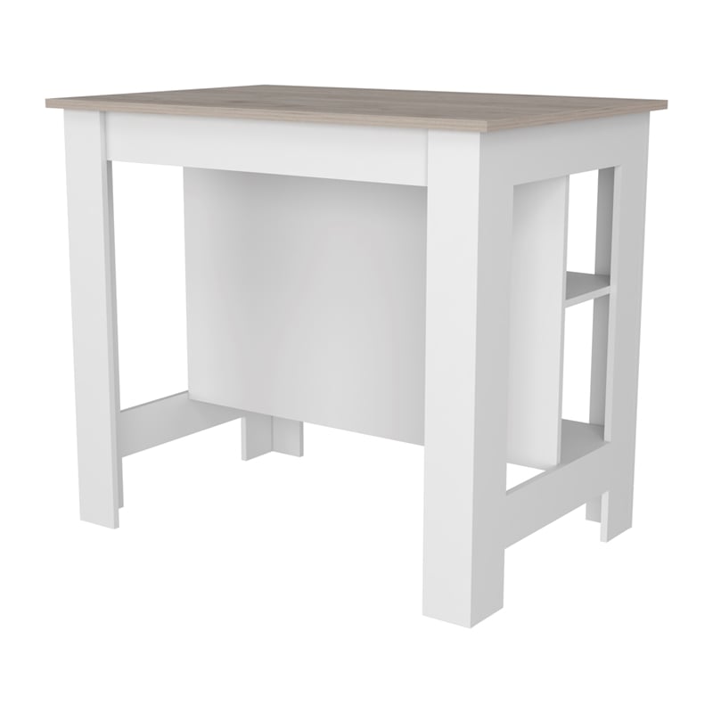 Pemberly Row Kitchen Island with Open Storage Engineered Wood in White