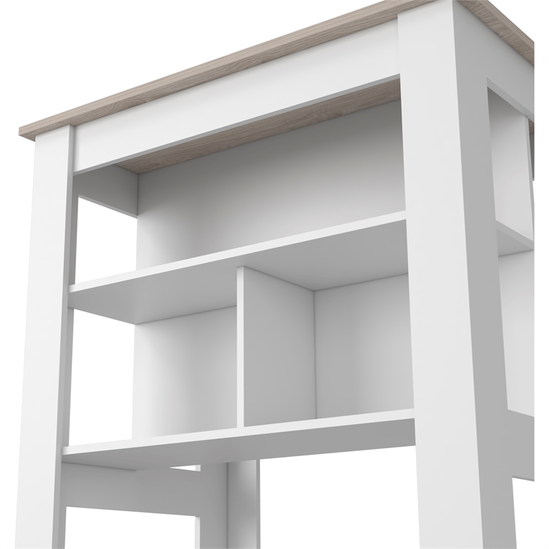 Pemberly Row Kitchen Island with Open Storage Engineered Wood in White