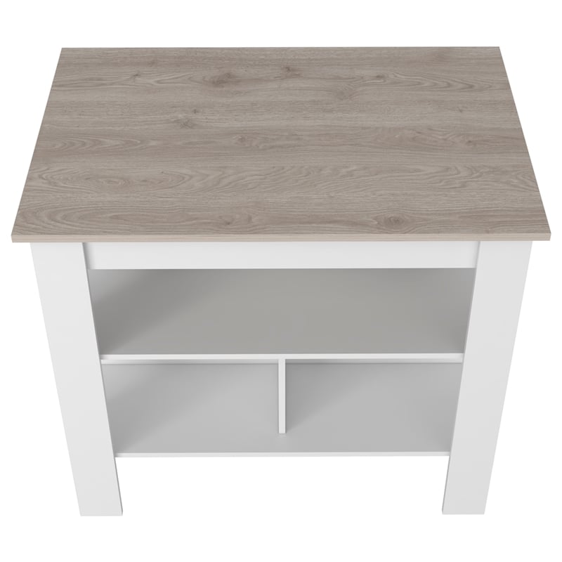 Pemberly Row Kitchen Island with Open Storage Engineered Wood in White