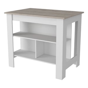 Pemberly Row Kitchen Island with Open Storage Engineered Wood in White