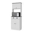 Pemberly Row Kitchen Pantry with Drawer and 2 Cabinets in White/Black