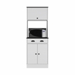 Pemberly Row Kitchen Pantry with Drawer and 2 Cabinets in White/Black
