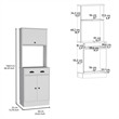 Pemberly Row Kitchen Pantry with Drawer and 2 Cabinets in White