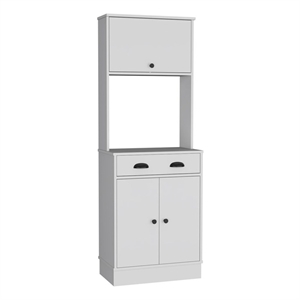 Pemberly Row Kitchen Pantry with Drawer and 2 Cabinets in White