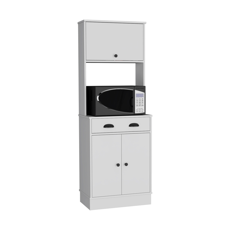 Pemberly Row Kitchen Pantry with Drawer and 2 Cabinets in White