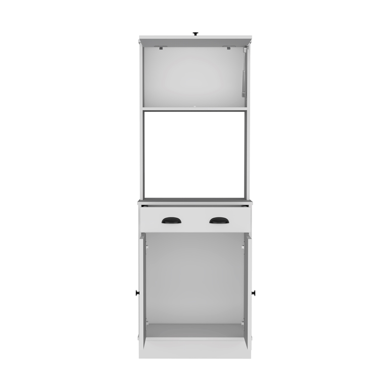 Pemberly Row Kitchen Pantry with Drawer and 2 Cabinets in White