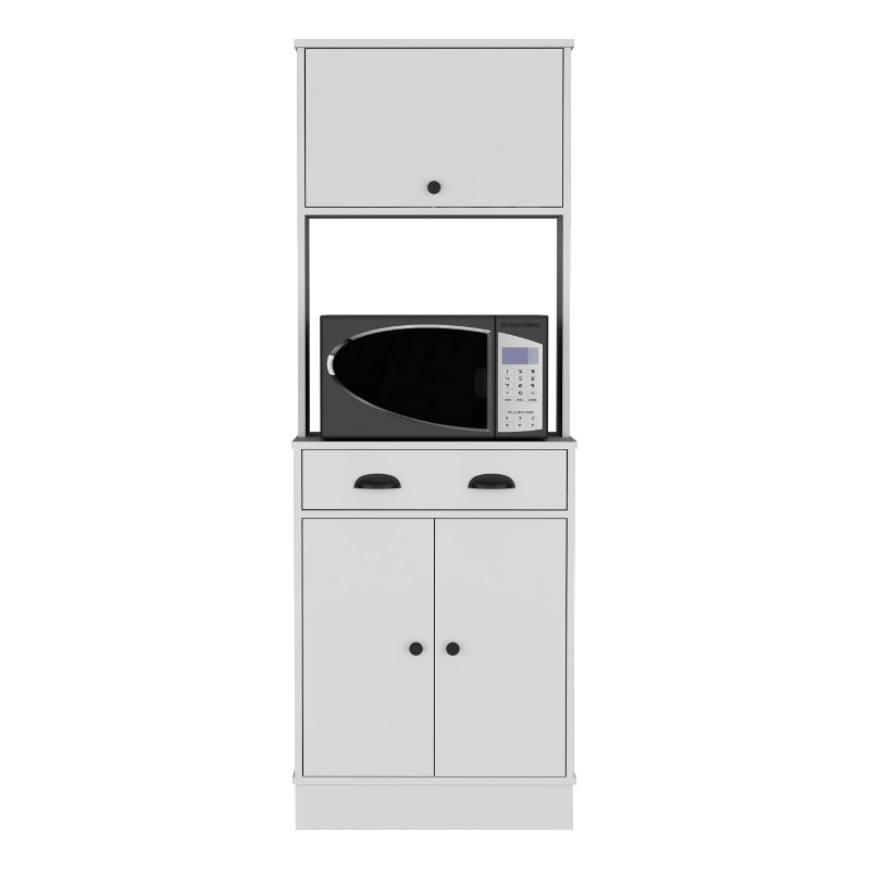 Pemberly Row Kitchen Pantry with Drawer and 2 Cabinets in White