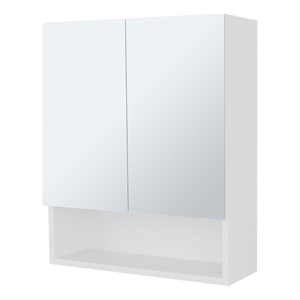 Pemberly Row Medicine Cabinet with Mirrored Doors Engineered Wood in White