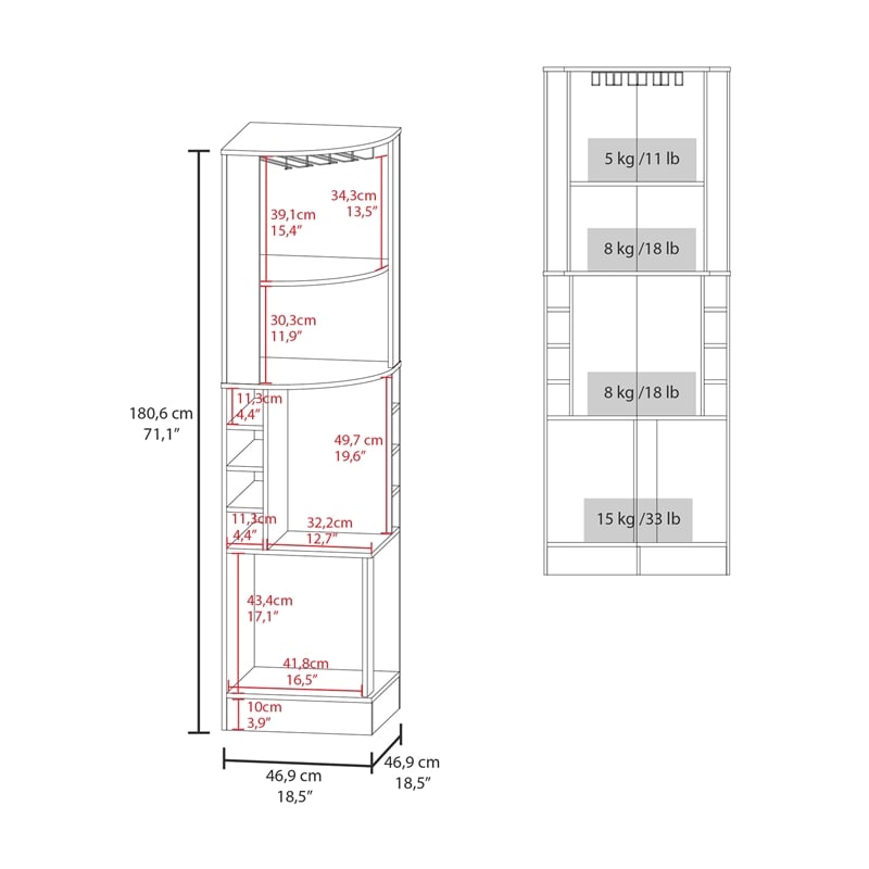 Pemberly Row Corner Bar Cabinet with Storage Engineered Wood in White