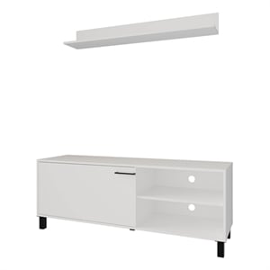 Pemberly Row 65 Inch TV Stand with Open and Closed Storage in White