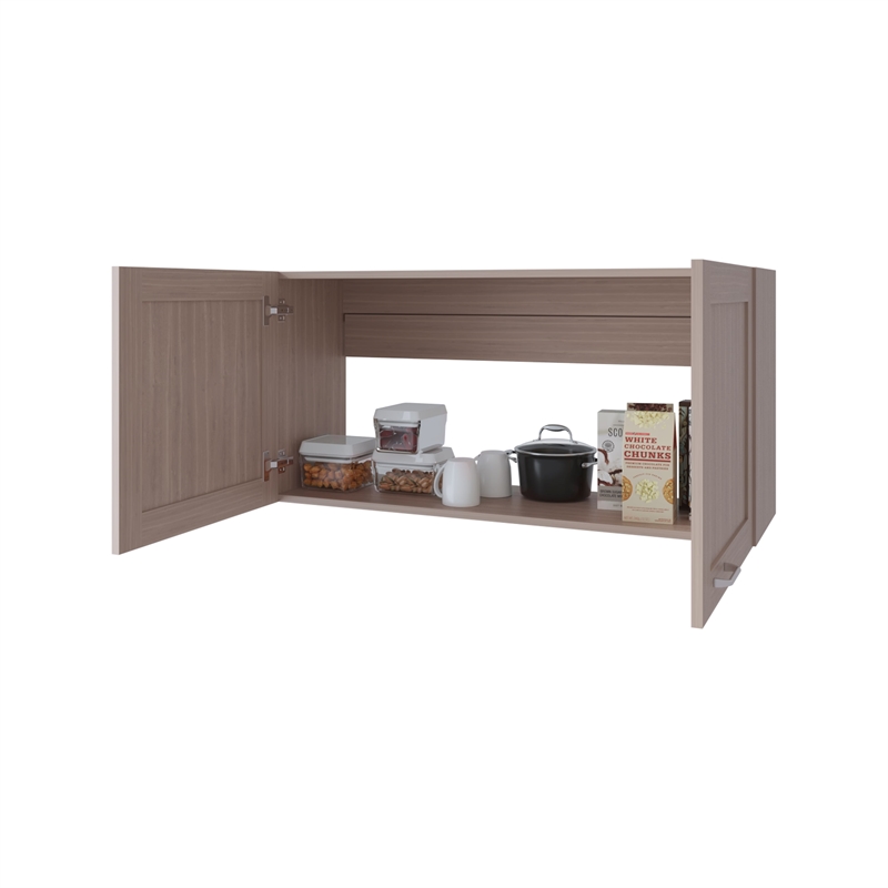 Pemberly Row Kitchen Wall Cabinet with 2 Doors Engineered Wood in White/Oak