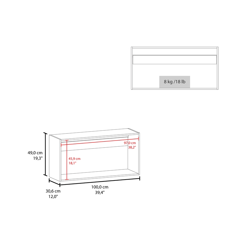 Pemberly Row Kitchen Wall Cabinet with 2 Doors Engineered Wood in White/Oak