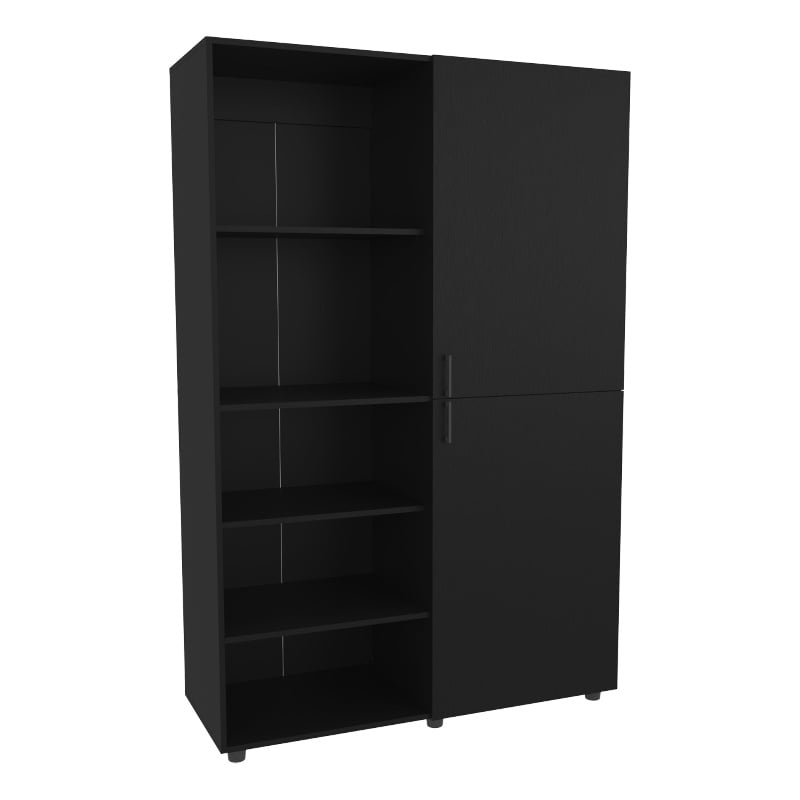 Pemberly Row 2 Door Wardrobe with Open Storage Engineered Wood in Wengue
