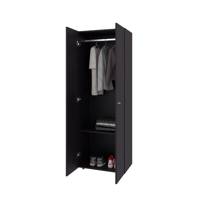 Pemberly Row Tall Wardrobe with 2 Doors and 4 Shelves in Wenge