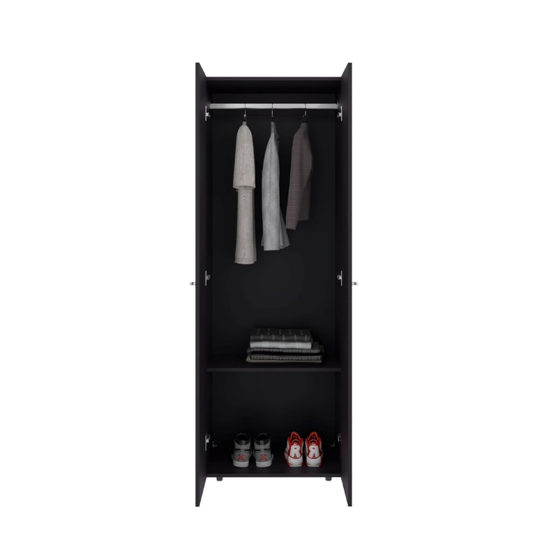 Pemberly Row Tall Wardrobe with 2 Doors and 4 Shelves in Wenge