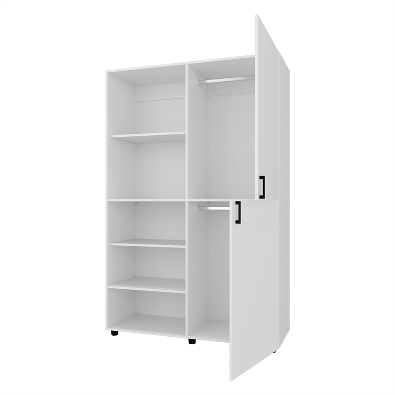 Pemberly Row 2 Door Wardrobe with Open Storage Engineered Wood in White