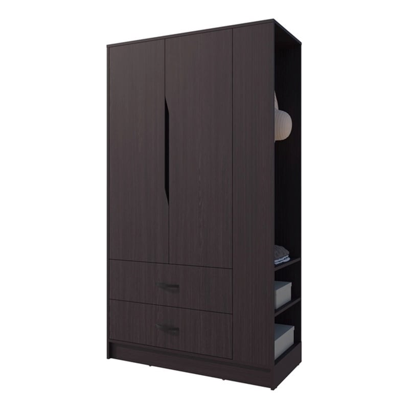 Pemberly Row Bedroom Wardrobe with 3 Doors and 1 Drawer in Wenge