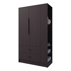 Pemberly Row Bedroom Wardrobe with 3 Doors and 1 Drawer in Wenge
