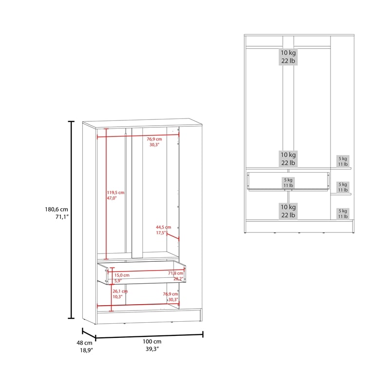 Pemberly Row Bedroom Wardrobe with 3 Doors and 1 Drawer in Wenge