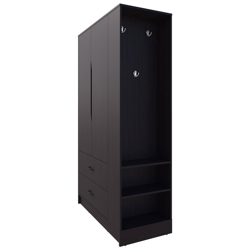 Pemberly Row Bedroom Wardrobe with 3 Doors and 1 Drawer in Wenge