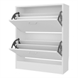 Pemberly Row Slim Shoe Cabinet with 2 Tilt-Out Doors in White