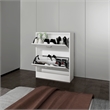 Pemberly Row Slim Shoe Cabinet with 2 Tilt-Out Doors in White