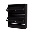 Pemberly Row Slim Shoe Cabinet with 2 Tilt-Out Doors in Wenge