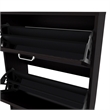 Pemberly Row Slim Shoe Cabinet with 2 Tilt-Out Doors in Wenge
