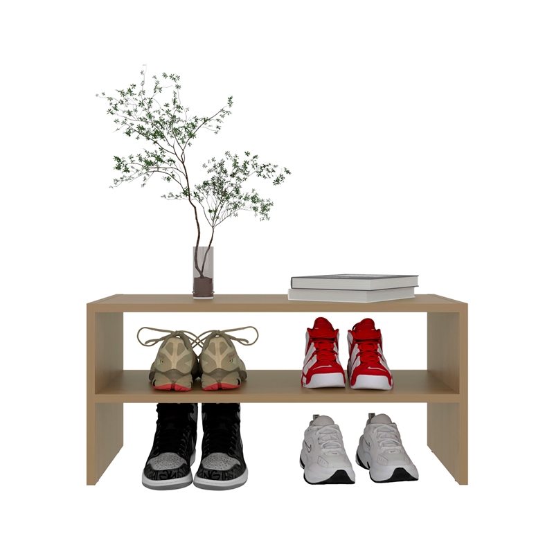 Pemberly Row Shoe Rack with 2 Open Shelves Engineered Wood in Wenge