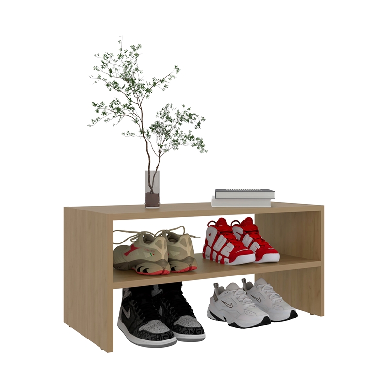 Pemberly Row Shoe Rack with 2 Open Shelves Engineered Wood in Wenge