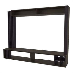Pemberly Row Entertainment Center with Open Storage and Wine Rack in Wenge