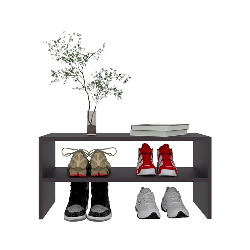 Pemberly Row Bedroom Shoe Rack with 2 Shelves Engineered Wood in Wenge
