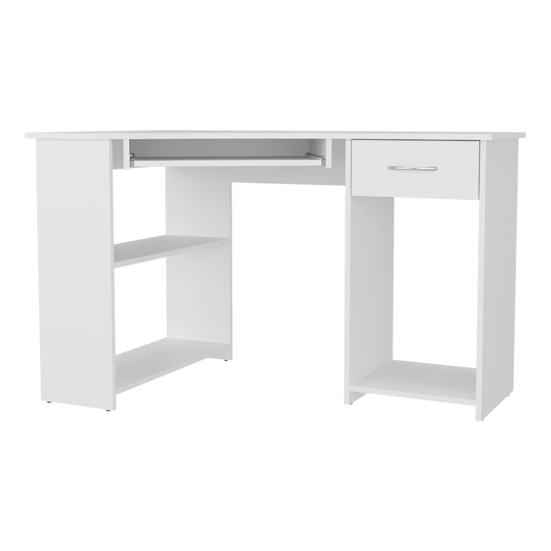 Pemberly Row L-Shaped Corner Computer Desk with CPU Space in White