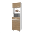 Pemberly Row Tall Kitchen Cabinet with Microwave Shelf in White