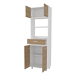 Pemberly Row Tall Kitchen Cabinet with Microwave Shelf in White