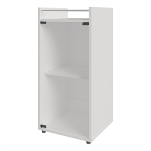 Pemberly Row Glass Door Bar Cabinet with Shelves Engineered Wood in White