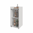 Pemberly Row Glass Door Bar Cabinet with Shelves Engineered Wood in White
