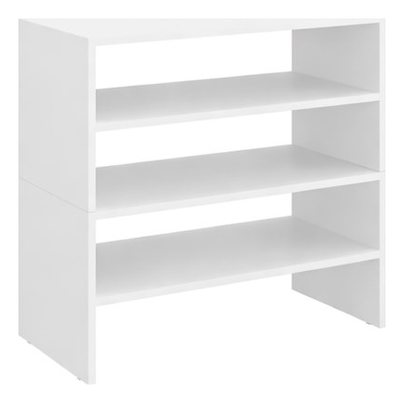 Pemberly Row Modern Shoe Rack with Open Shelves in Engineered Wood