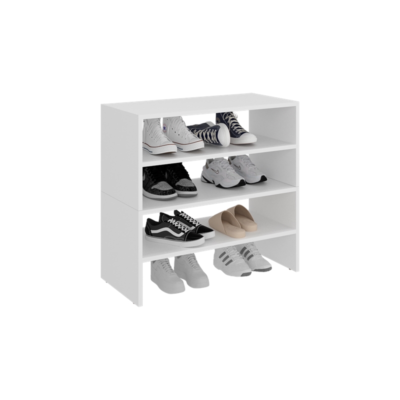 Pemberly Row Modern Shoe Rack with Open Shelves in Engineered Wood