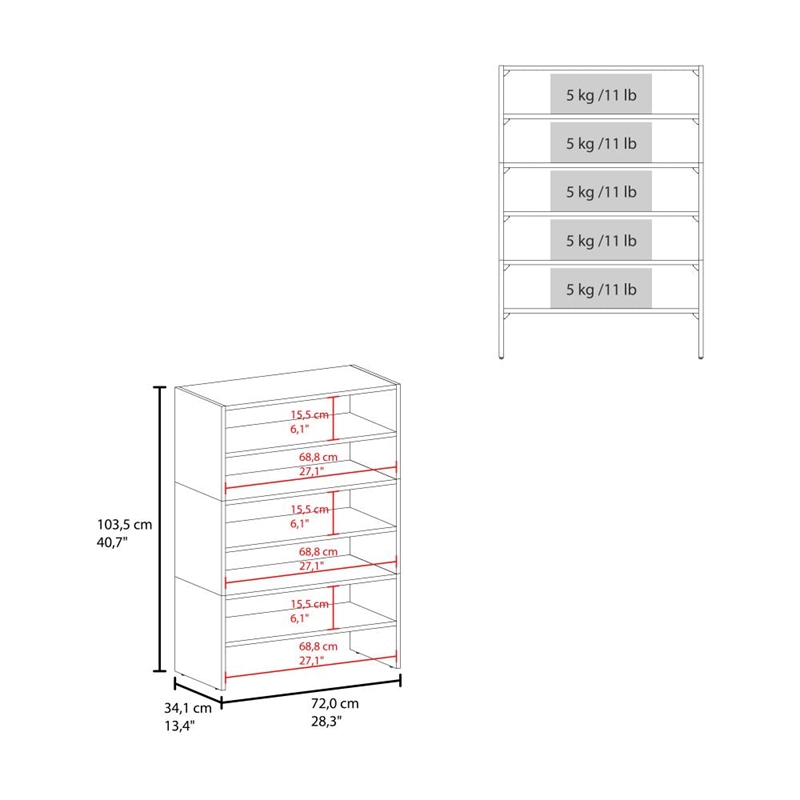 Pemberly Row Shoe Rack with Multiple Shelves in Engineered Wood