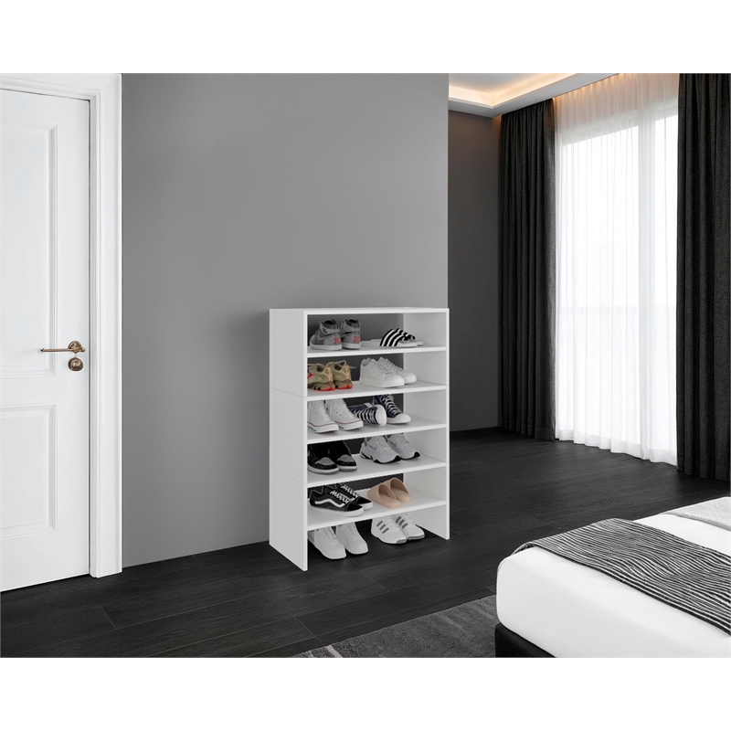 Pemberly Row Shoe Rack with Multiple Shelves in Engineered Wood