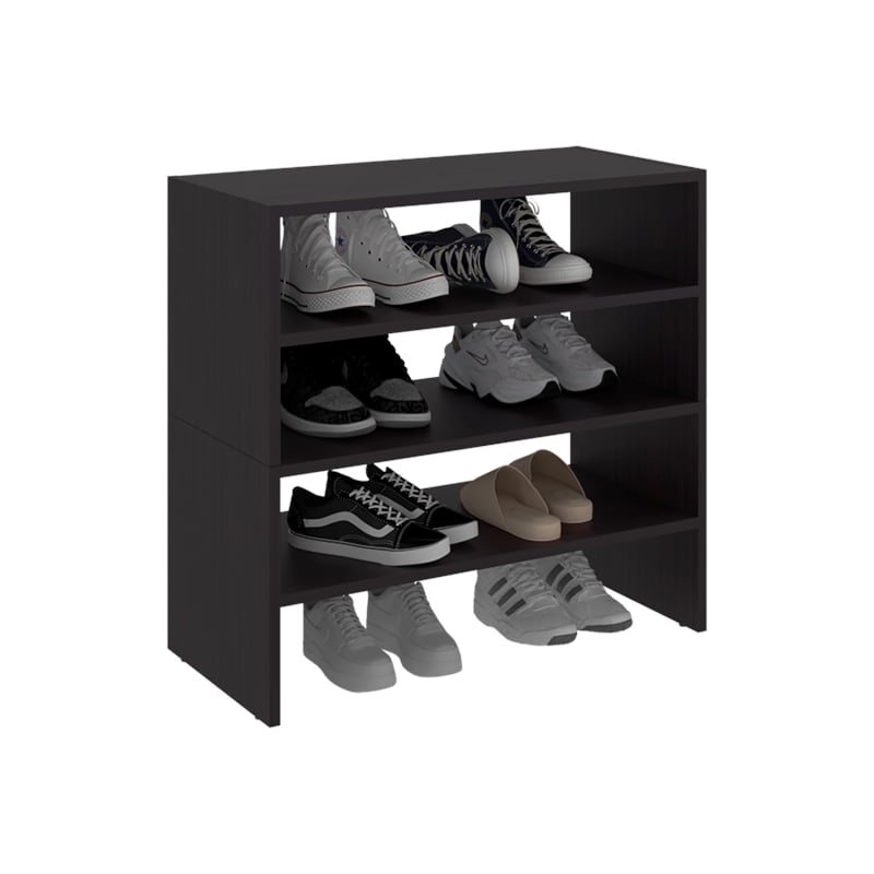 Pemberly Row Compact Shoe Rack with Open Shelves in Engineered Wood