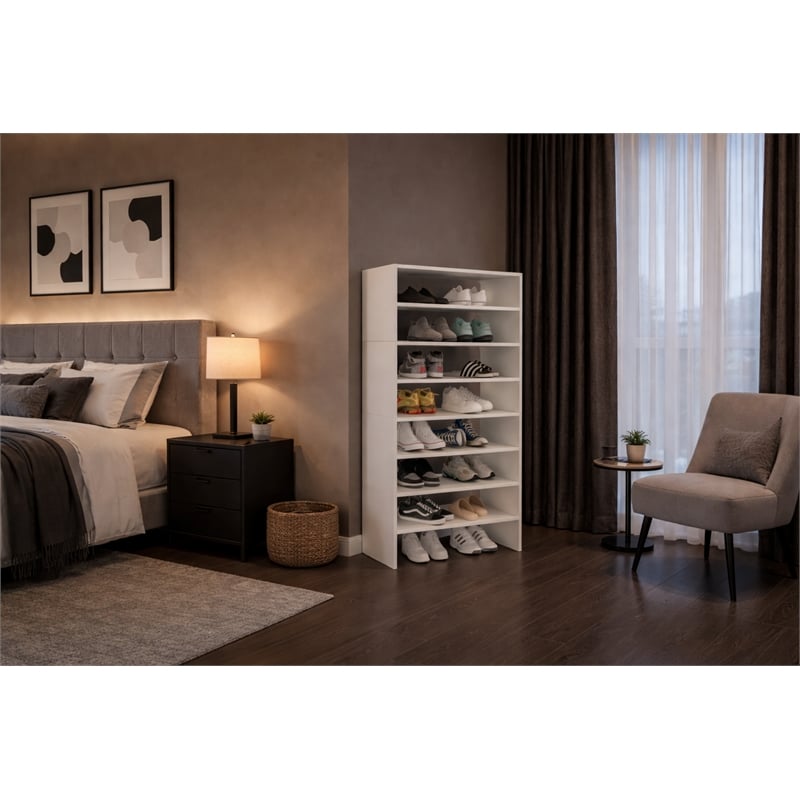 Pemberly Row 54.3 Inch Multi-Tier Shoe Rack in Engineered Wood