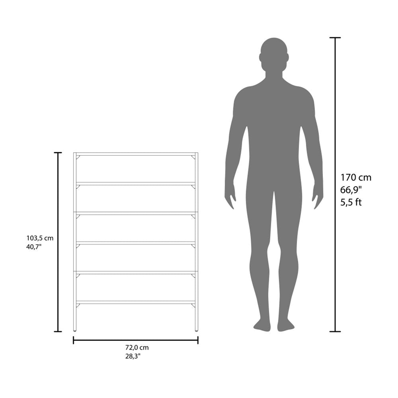 Pemberly Row 40.7 Inch Multi-Tier Shoe Rack in Engineered Wood