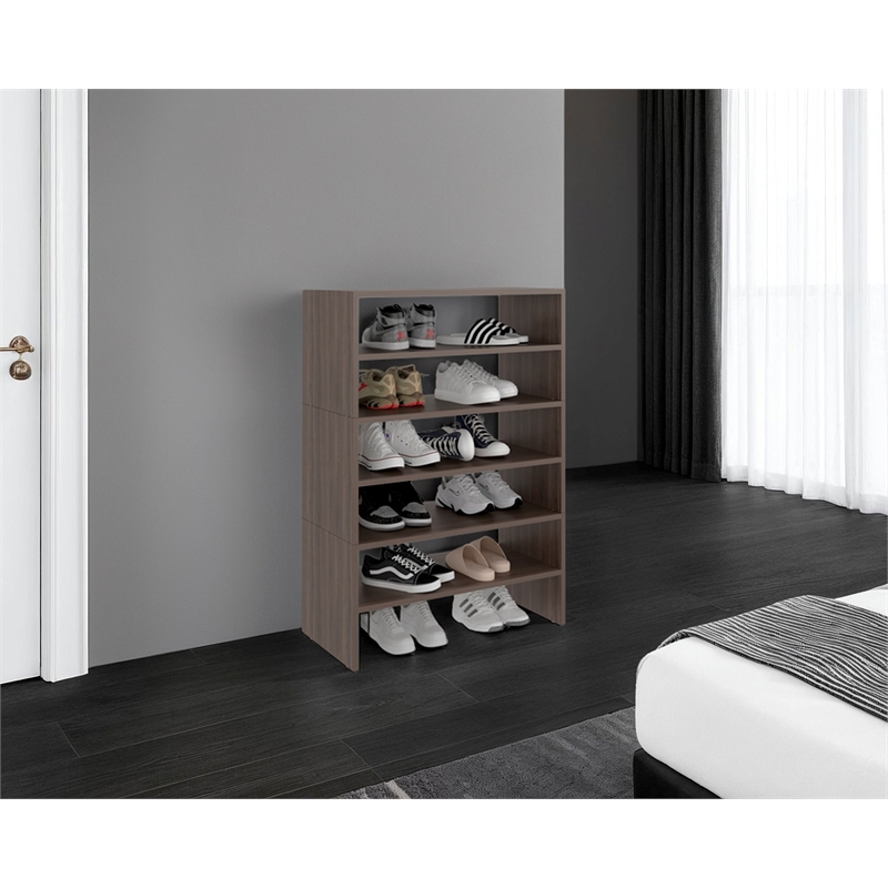 Pemberly Row 40.7 Inch Multi-Tier Shoe Rack in Engineered Wood